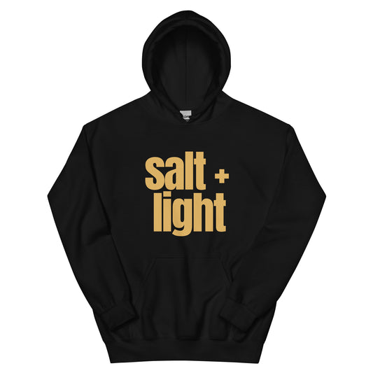 Salt + Light Black and Gold Hoodie